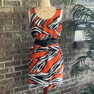 MICHAEL KORS Orange Black and White Dress Size 12P